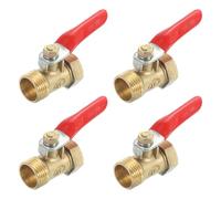 QUARKZMAN 4Pcs Robinet à Bille Mini en Laiton, Interrupteur d'Arrêt, Raccord de Tuyauterie Droit G3/8" Mâle x G3/8" Femelle, Poignée de Fonctionnement à 180 Degrés, Robinet en Laiton