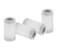 QUARKZMAN 4Pcs Roues À Galets En Plastique Avec Roulements (Blanc) | ID 15/64" (6mm) x OD 25/32″ (20mm) x Longueur 1-37/64"(40mm), Galet De Guidage À Courroie Plate