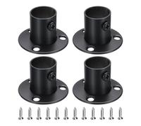 QUARKZMAN 4Pcs Supports de Tige de Placard en Acier Inoxydable, 3/4 inch Dia Support de Garde-Robe pour Pipe, Supports D'Extrémité de Tige de Rideau de Douche Douille Flasque avec Vis Noir