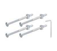 QUARKZMAN 4Pcs Vis à Tête Hexagonal Avec Écrou à Barillet M6x110mm Argenté | Écrous de Baril de Boulon de Lit de Meubles de Douille Avec la Clé pour des Lits de Chaises