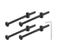 QUARKZMAN 4Pcs Vis à Tête Hexagonale Avec Écrous à Barillet M6 x 100mm Noir | Écrous de Baril de Boulon de Lit de Meubles de Douille Avec la Clé pour des Lits de Chaises