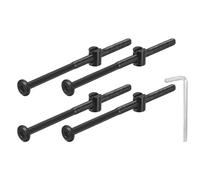 QUARKZMAN 4Pcs Vis à Tête Hexagonale Avec Écrous à Barillet, M6 x 110mm Écrous de Baril de Boulon de Lit de Meubles de Douille Avec la Clé pour des Lits de Chaises, Noir