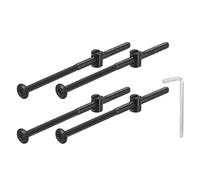 QUARKZMAN 4Pcs Vis à Tête Hexagonale Avec Écrous à Barillet M6x120mm Noir | Écrous de Baril de Boulon de Lit de Meubles de Douille Avec la Clé pour des Lits de Chaises