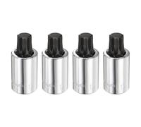 QUARKZMAN 4pièces Douille triple carrée M14 10mm 1/2" 55mm Noir | Acier CR-V, Tournevis double hex, douille de foret, clé, pour vis et boulons à tête triple carrée