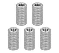QUARKZMAN 5 Pcs Ecrous À Embouts Moletés Plats M6 Ecrous D10 x H20mm | De Réglage Fixations, 304 Acier Inoxydable, Tête Plate Diamant Moleté À Trou Traversant, Pour Électronique Machine
