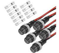 QUARKZMAN 5 Pcs Porte-Cartouche À Fusible À Montage Panneau, 10/15A AC 125/250V 5 x 20mm Porte-Cartouche À Fusible À Borne Spade À Capuchon Vissé avec Fils Et 10 Fusibles À Tube Verre 2A