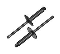 QUARKZMAN 50 Pièces Rivets Aveugles En Aluminium 4.8 x 20 mm, Corps En Aluminium Et Axe En Acier, Rivets À Grande Collerette pour Réparation Automobile, Meuble, Bricolage, Noir