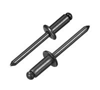 QUARKZMAN 50 Pièces Rivets Aveugles En Aluminium 6.4 x 14 mm, Tige En Acier Et Corps En Aluminium, Rivets Fendus À Tête Bombée pour Réparation Automobile, Meuble, Bricolage, Noir