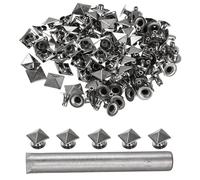 QUARKZMAN 50 pièces Rivets Pyramid Rapid 9mm Cuir Gris | Pointes Punk, ornementation maroquinerie avec emporte-pièce, pour clous rock, vêtements ceintures sacs chaussures