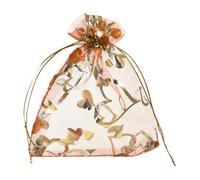 QUARKZMAN 50 Pièces Sachets Pochettes, 10cm x 15cm Sacs en Organza en Mousseline Cœur avec Cordon pour Mariage, Noël, Anniversaire, Bijoux, Cadeaux, Bonbons, Marquage à Chaud Orange