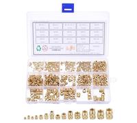 QUARKZMAN 500pcs Brass Heat Set Insert Knurled Nuts Assortment Kit | M2 M2.5 M3 M4 M5 M6 Metric Threaded Insert, 3D Printing Brass Nuts Female Threaded Inserts Nuts With Heat Set Insert Tips