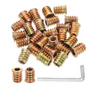 QUARKZMAN 50pcs Inserts d'Écrou UNC1/4-20 à Entraînement Hexagonal, Insert Fileté pour Bois 15mm, Goujons Filetés en Acier au Carbone, Connecteur de Fixation Écrou à Visser avec oré