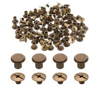 QUARKZMAN 50set M5 x 6mm Vis Chicago Métal Tête Phillips Clous Rivets Goujons Rivets pour Ceinture en Cuir DIY Reliure de Livres, Bronze