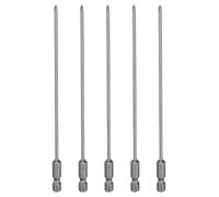 QUARKZMAN 5pcs #0 Phillips Screwdriver Bit PH0 1/4" Hex Shank S2 Steel | Industrial Grade Screw Driver Bit, 6" (150mm) Long, Magnetic, Cross Head Electric Drill Bits, 0.098" (2.5mm) Rod