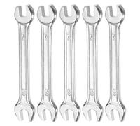 QUARKZMAN 5Pcs ourche Double 7mm x 8mm Métrique Clé Plate à Angle Décalé 15 Degrés, Petite Clé Plate Galvanisée, pour Réparation Automobile, Assemblage de Meubles