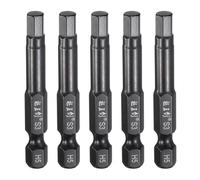 QUARKZMAN 5pcs Hex Head Wrench Drill Bit 5mm(H5) Metric 1/4" Hex Shank 2"(50mm) Length S3 Steel Magnetic Impact Drivers Screwdriver Bit Industrial Grade Hexagon Electric Drill Bits
