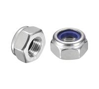 QUARKZMAN 5Pcs M10 x 1 Ecrous Hexagonaux Autobloquants Avec Insert Nylon, 304 Acier Inoxydable Ecrou Autobloquant Avec Insert Nylon Pour Fixations Industrielles De Construction, Argent&Bleu