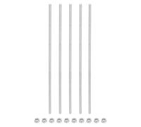 QUARKZMAN 5Pcs M5 x 250mm Tige Filetée Entièrement avec 10 Pcs Écrous Hexagonaux, 0.8mm Pas de Filetage en Acier Inoxydable 304 Filetées à Droite, Goujons de Barre pour Bricolage
