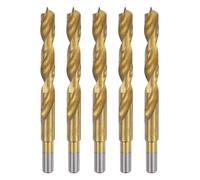 QUARKZMAN 5pcs Mèches À Pointe Brad 12.5mm(31/64") Dia HSS4241 Tige Droite Ronde Métrique Mèches À Pointe Brad Spirale Pour Menuiserie Travail Du Bois Plastique Caoutchouc, Doré