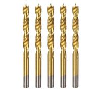 QUARKZMAN 5pcs Mèches À Pointe Brad 9mm(23/64") Dia HSS4241 Tige Droite Ronde Métrique Mèches À Pointe Brad Spirale Pour Menuiserie Bois Plastique Caoutchouc, Doré