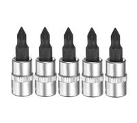 QUARKZMAN 5pcs PZ1 Douille À Embout 1/4" Carré Phillips À Fente Argent Noir | Extension Impact Embout Power Nut Driver Set, S2 & CR-V Acier, Douille Cliquet Embouts