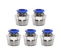 QUARKZMAN 5pcs Raccord à Encliquetage pour Tube 10mm OD x 1/2" NPT Filetage Mâle Droit Connecteur Rapide pour Raccord de Tuyau D'Air en Cuivre pour Système D'Air Industriel PC10-N04, Bleu