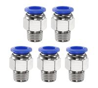 QUARKZMAN 5pcs Raccord Rapide Air Comprimé 10mm OD x 1/4" NPT PC10-N02 Bleu | Connecteur Rapide en Cuivre Filetage Mâle Droit, Raccord Pneumatique pour Raccord de Tuyau D'Air Système D'Air Industriel