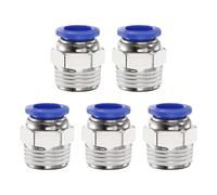 QUARKZMAN 5pcs Raccord Rapide Air Comprimé 12mm OD x 1/2" NPT PC12-N04 Bleu | Connecteur Rapide en Cuivre Filetage Mâle Droit, Raccord Pneumatique pour Raccord de Tuyau D'Air Système D'Air Industriel