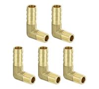 QUARKZMAN 5Pcs Raccords de Tuyau en Laiton 3/8" OD Barb x 1/8" Mâle NPT | Embout de Tuyau en Laiton 90 Degré Raccord Cannelé Pour Air Eau Carburant Pneumatique Connecteur Adaptateur pour la Connexion