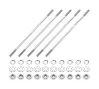QUARKZMAN 5pcs Tiges Filetées Double Extrémité, M4x180mm Boulons Tige Filetée en Acier Inoxydable 304 Filetage à Droite avec Écrous Rondelle Plate et Frein, Goujon Fileté pour Serre-Joints