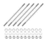 QUARKZMAN 5pcs Tiges Filetées Double Extrémité, M6x130mm Boulons Tige Filetée en Acier Inoxydable 304 Filetage à Double avec Écrous Rondelle Plate et Frein, Goujon Fileté pour Serre-Joints