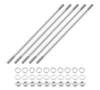 QUARKZMAN 5pcs Tiges Filetées Double Extrémité, M6x180mm Boulons Tige Filetée en Acier Inoxydable 304 Filetage à Double avec Écrous Rondelle Plate et Frein, Goujon Fileté pour Serre-Joints