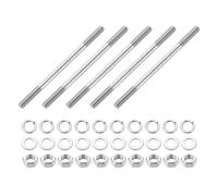 QUARKZMAN 5pcs Tiges Filetées Double Extrémité, M8x120mm Boulons Tige Filetée en Acier Inoxydable 304 Filetage à Double avec Écrous Rondelle Plate et Frein, Goujon Fileté pour Serre-Joints