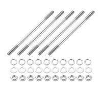 QUARKZMAN 5pcs Tiges Filetées Double Extrémité, M8x140mm Boulons Tige Filetée en Acier Inoxydable 304 Filetage à Double avec Écrous Rondelle Plate et Frein, Goujon Fileté pour Serre-Joints