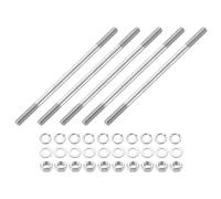 QUARKZMAN 5pcs Tiges Filetées Double Extrémité, M8x150mm Boulons Tige Filetée en Acier Inoxydable 304 Filetage à Double avec Écrous Rondelle Plate et Frein, Goujon Fileté pour Serre-Joints