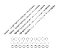 QUARKZMAN 5pcs Tiges Filetées Double Extrémité, M8x210mm Boulons Tige Filetée en Acier Inoxydable 304 Filetage à Double avec Écrous Rondelle Plate et Frein, Goujon Fileté pour Serre-Joints