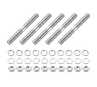 QUARKZMAN 5pcs Tiges Filetées Double Extrémité, M8x60mm Boulons Tige Filetée en Acier Inoxydable 304 Filetage à Double avec Écrous Rondelle Plate et Frein, Goujon Fileté pour Serre-Joints