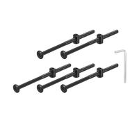QUARKZMAN 5Pcs Vis à Tête Hexagonale Avec Écrous à Barillet M6 x 110mm Noir | Écrous de Baril de Boulon de Lit de Meubles de Douille Avec la Clé pour des Lits de Chaises