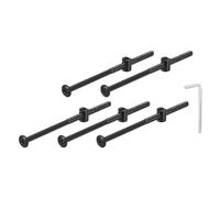QUARKZMAN 5Pcs Vis à Tête Hexagonale Avec Écrous à Barillet M6 x 120mm Noir | Écrous de Baril de Boulon de Lit de Meubles de Douille Avec la Clé pour des Lits de Chaises