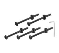 QUARKZMAN 5Pcs Vis à Tête Hexagonale Avec Écrous à Barillet, M6 x 90mm Écrous de Baril de Boulon de Lit de Meubles de Douille Avec la Clé pour des Lits de Chaises, Noir