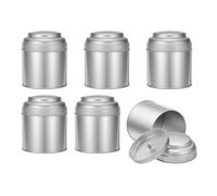 QUARKZMAN 6 Boites De The En Metal Avec Double Couvercle Hermetique Argent | Petite Boite Ronde De 8 Oz, Contenants De Cuisine Pour The En Vrac Cafe Bonbons Et Epices