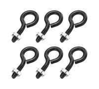 QUARKZMAN 6 Pack M4 x 16mm 304 Acier Inoxydable Pitons À Oeil Filetés Noirs | Avec Écrou Pour Suspendre Ou Fixer Des Câbles, Pitons À Oeil