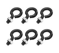QUARKZMAN 6 Pack M5 x 12mm 304 Acier Inoxydable Pitons À Œil Filetés Noirs | Avec Écrou Pour Suspendre Ou Fixer Câbles, Pitons À Œil
