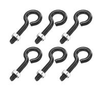 QUARKZMAN 6 Pack Pitons À Œil, M5 x 25mm 304 Acier Inoxydable Pitons À Œil Filetés Noirs Avec Écrou Pour Suspendre Ou Fixer Câbles