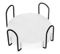QUARKZMAN 6 pcs Dessous de Verre en Silicone avec Support résistants Blanc | Dessous de verre rond 4", pour boissons, antidérapants, et antiadhésifs, à la chaleur, sets de table lavables