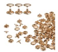 QUARKZMAN 60 Ensembles de Rivets en Cuir à Double Tête, 12X8mm Rivets Ronds Tubulaires Métal pour Fabrication Cuir Ceinture en Tissu, Rivet à Frapper Réparation Décoration Sacs, Doré Clair