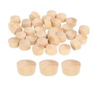 QUARKZMAN 60Pcs Bouchons à Bouton en Bois, 13,5mm Tête Plate Bouchons de Trou de Vis en Bois Dur, Capuchons en Bois, Bouchons pour Meubles, Travail du Bois, Artisanat (15mm x 13,5mm)