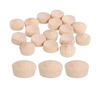 QUARKZMAN 60Pcs Bouchons à Bouton en Bois, 18,5mm Tête Plate Bouchons de Trou de Vis en Bois Dur, Capuchons en Bois, Bouchons pour Meubles, Travail du Bois, Artisanat (20mm x 18,5mm)