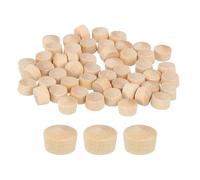 QUARKZMAN 60Pcs Bouchons à Bouton en Bois, 8mm Tête Plate Bouchons de Trou de Vis en Bois Dur, Capuchons en Bois, Bouchons pour Meubles, Travail du Bois, Artisanat (9mm x 8mm)