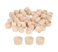 QUARKZMAN 60Pcs Bouchons à Bouton en Bois, 9,5mm Tête Plate Bouchons de Trou de Vis en Bois Dur, Capuchons en Bois, Bouchons pour Meubles, Travail du Bois, Artisanat (11mm x 9,5mm)